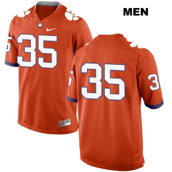 Men's Clemson Tigers #35 Justin Foster Stitched Orange Authentic Nike No Name NCAA College Football Jersey COV2046OP
